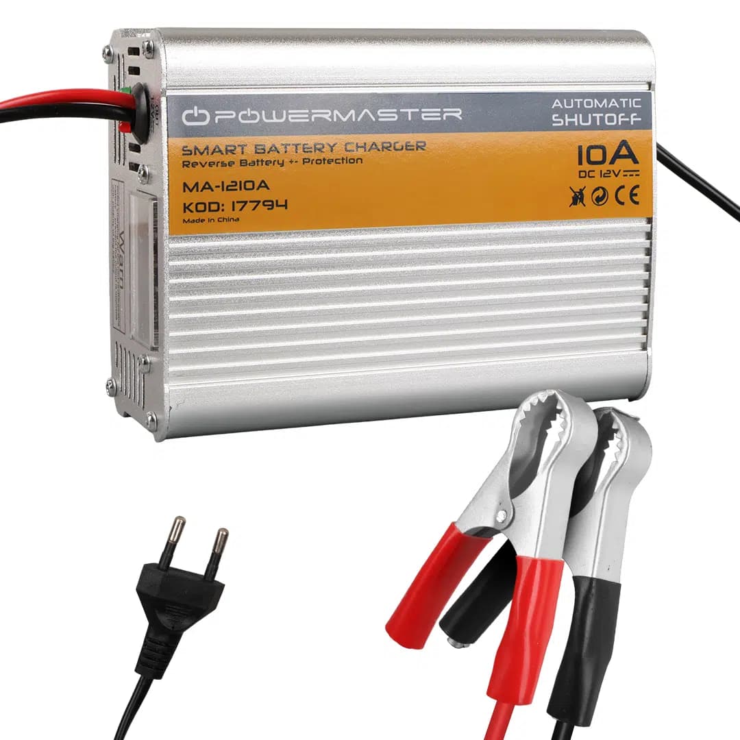 PowerMaster MA-1210A 12 Volt - 10 Amper Akıllı Hızlı Akü Şarj Cihazı Analog Amper Göstergeli - Seyyar Elektronik