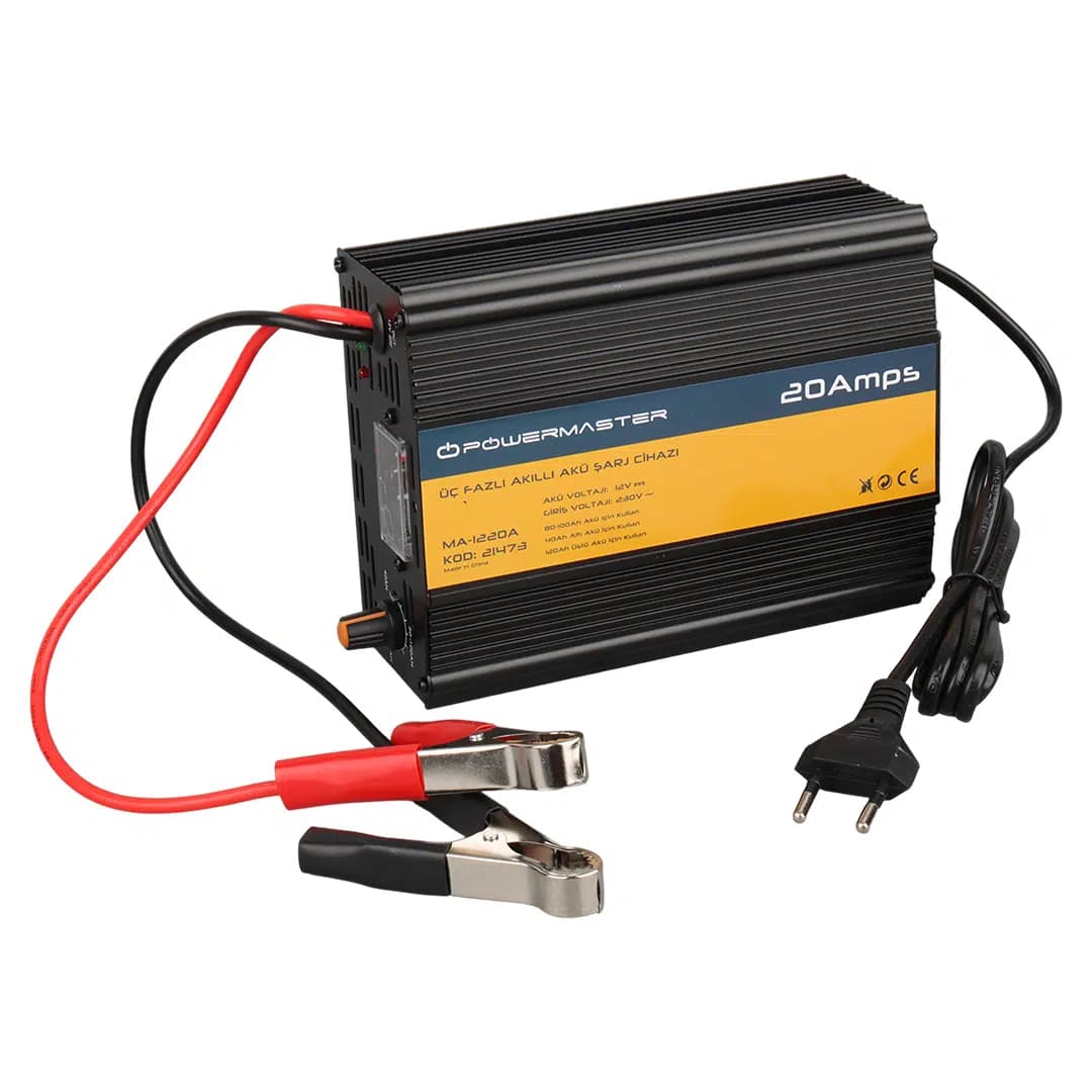 Powermaster MA-1220A 12 Volt 20 Amper Üç Fazlı Akıllı Akü Şarj Cihazı - Seyyar Elektronik