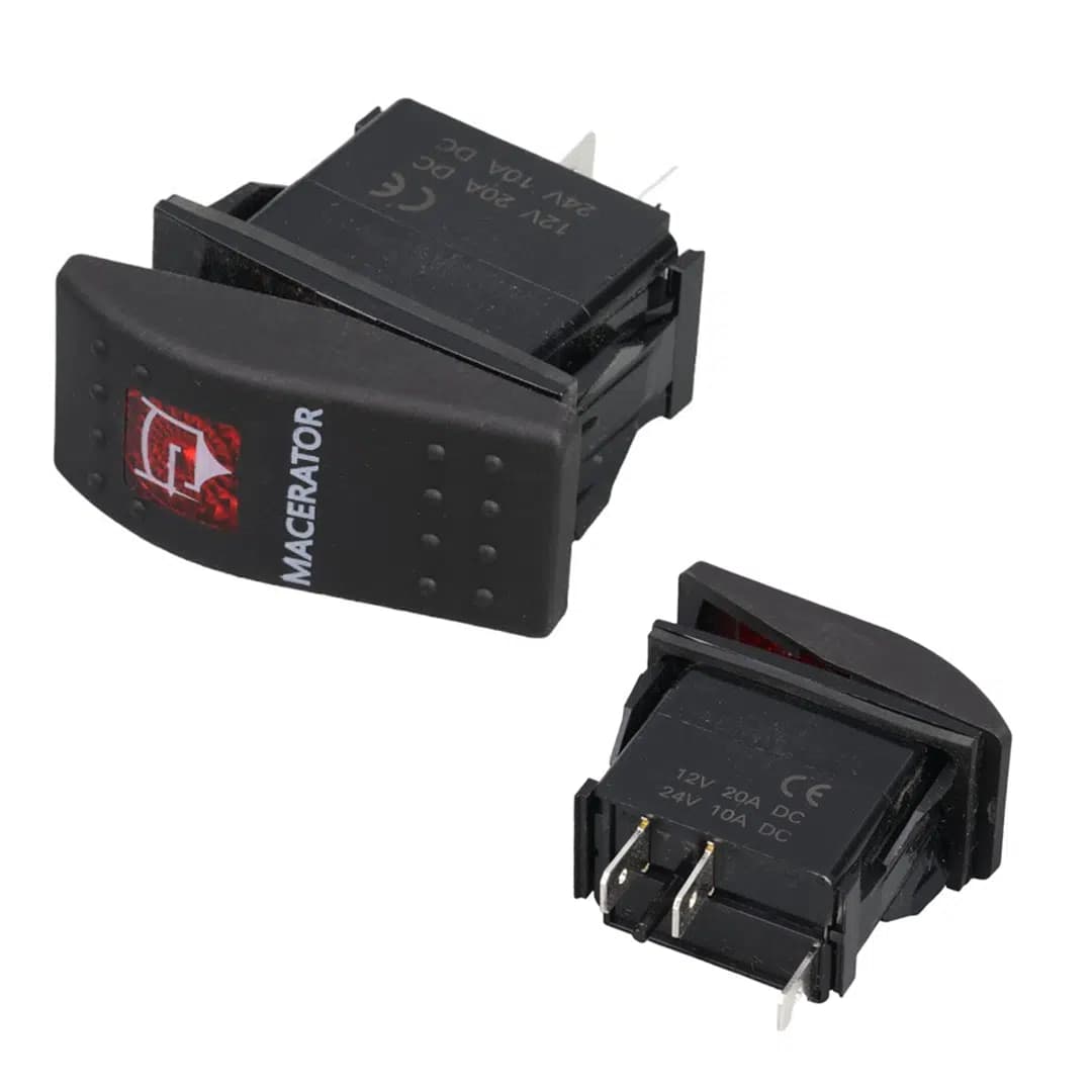 PowerMaster Macaratör Sembollü Işıklı 3 Pinli On-Off 12-24V Marin Switch - Seyyar Elektronik