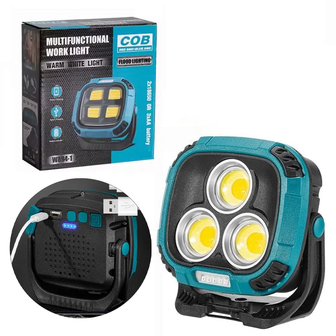 PowerMaster MX-W891 4000K - 7000K - Kırmızı 3 COB Ledli 30 Watt Çok Fonksiyonlu Çalışma Lambası (PowerBank) - Seyyar Elektronik