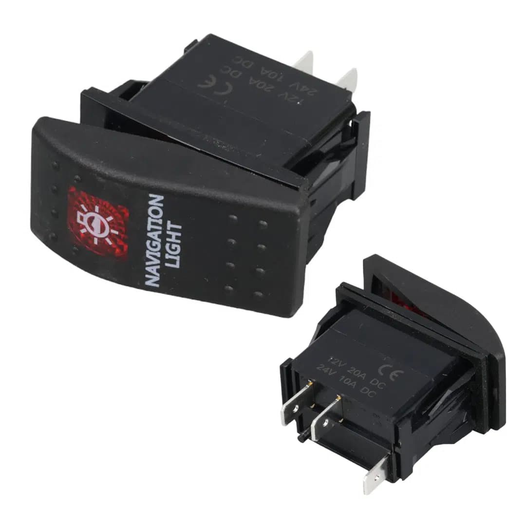 PowerMaster Navigasyon Sembollü Işıklı 3 Pinli On-Off 12-24V Marin Switch - Seyyar Elektronik