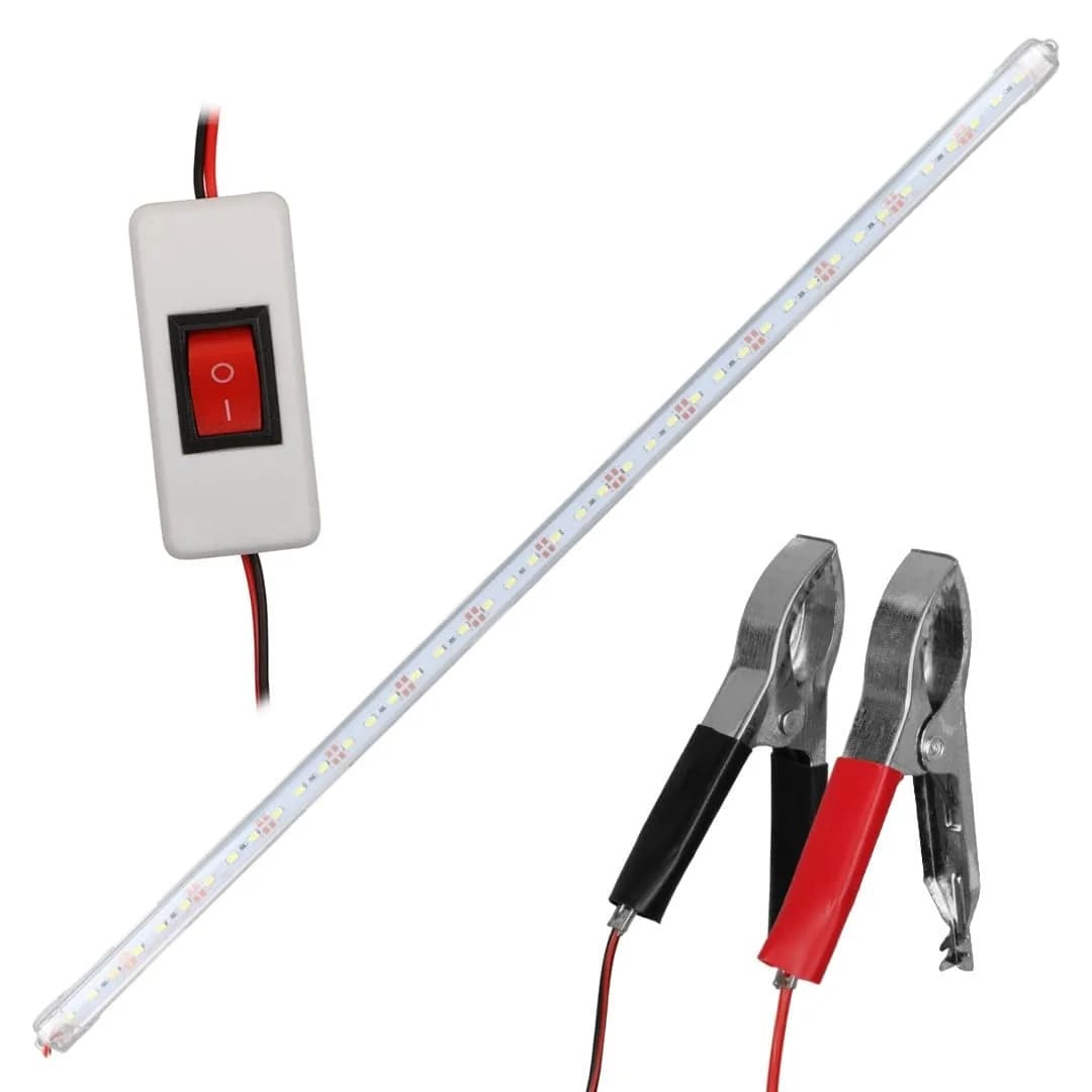 PowerMaster PM-11060 60CM 12V 10W T8 İnce 42 SMD LED 6500K Beyaz Lamba Akü Maşalı Anahtarlı - Seyyar Elektronik