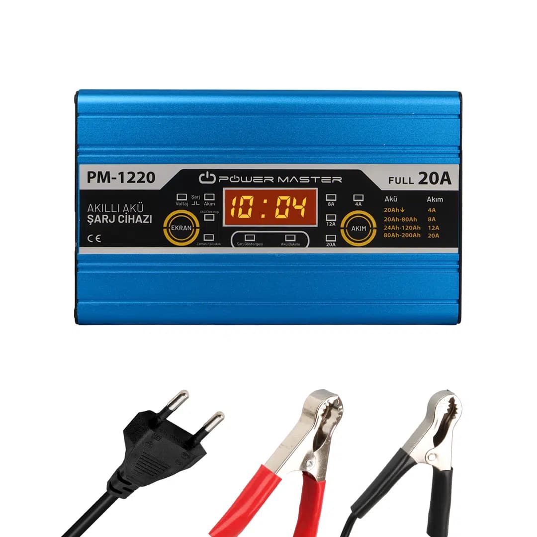 Powermaster PM-1220 12 Volt Max 20 Amper Akü Şarj Cihazı - Seyyar Elektronik