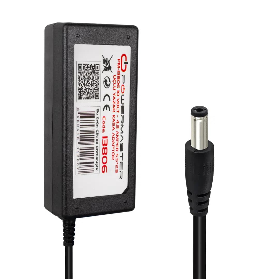 Powermaster PM-13806 10 Volt - 4.2 Amper 5.5*2.5 Mm Uçlu Yazar Kasa Adaptör - Seyyar Elektronik