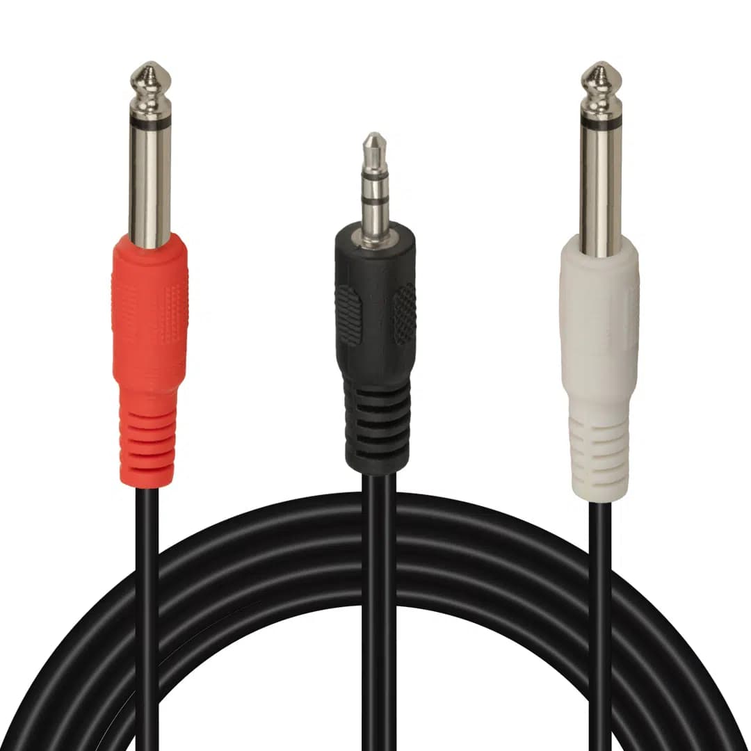 Powermaster PM-13934 3.5 Mm Stereo Erkek - 2x6.3 Mm Mono Erkek Ses Kablosu (5 Metre) - Seyyar Elektronik