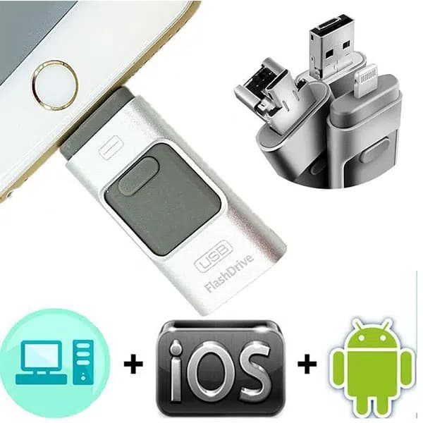 PowerMaster PM-16238 8GB OTG Flash Bellek 4IN1 Lightning Type-C USB-A Micro-USB IOS Android PC Uyumlu - Seyyar Elektronik