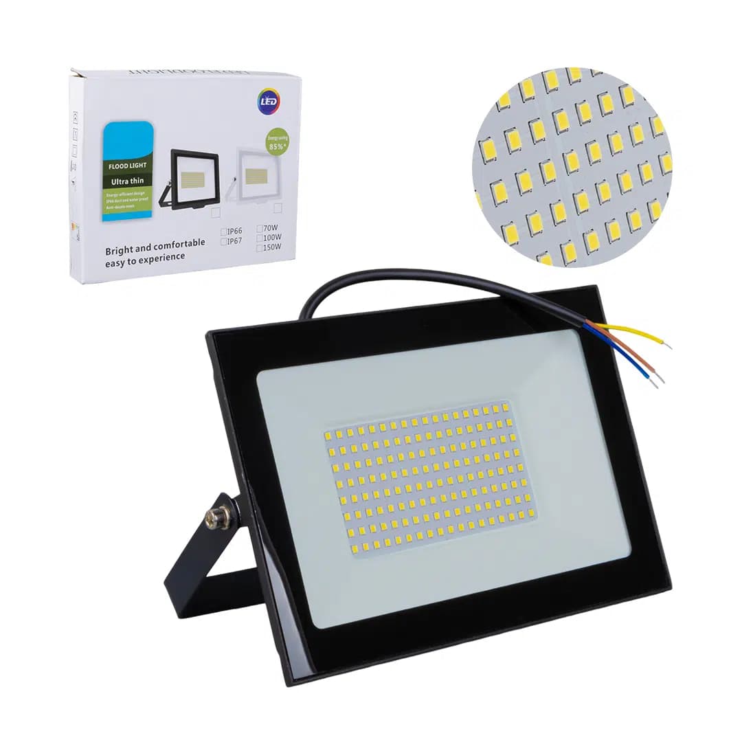 Powermaster PM-22572 100 Watt - 220 Volt 6500K IP66 150* Işık Açısı Siyah Slim Kasa Beyaz Led Projektör - Seyyar Elektronik