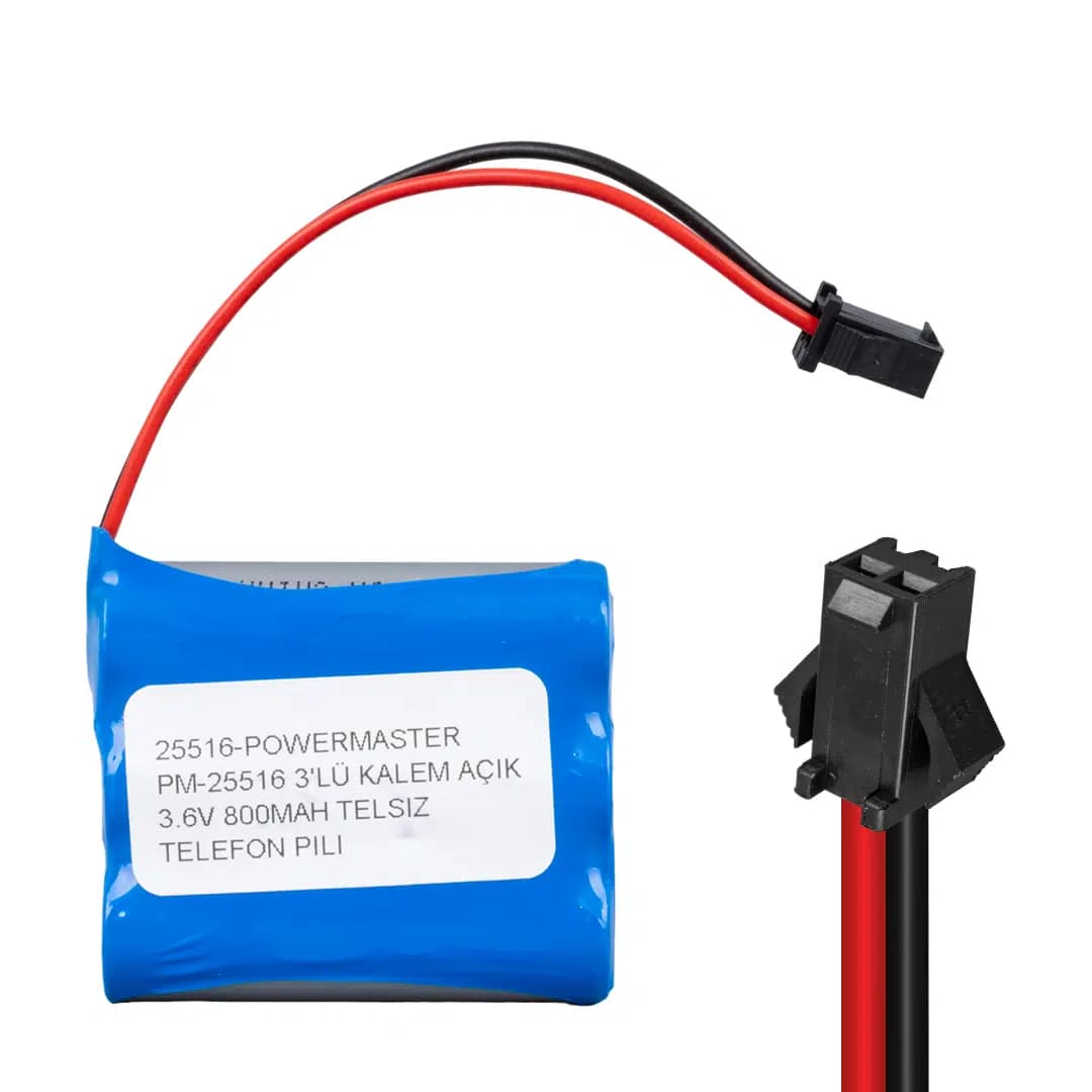 PowerMaster PM-25516 3'LÜ AA Kalem Açık 3.6 Volt 800mAh Telsiz Telefon Pili - Seyyar Elektronik