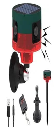 PowerMaster PM-26946 13 Farklı Sesli Hayvan Kovucu Alarm Cihazı Mikrofonlu Solar Panelli - Seyyar Elektronik