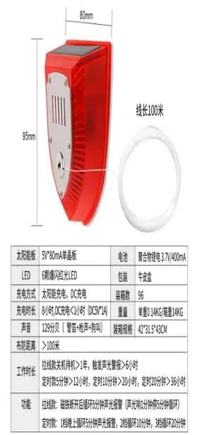 PowerMaster PM-26954 Misina İle Tetikli Sesli Hayvan Kovucu Alarm Cihazı Solar Panelli - Seyyar Elektronik
