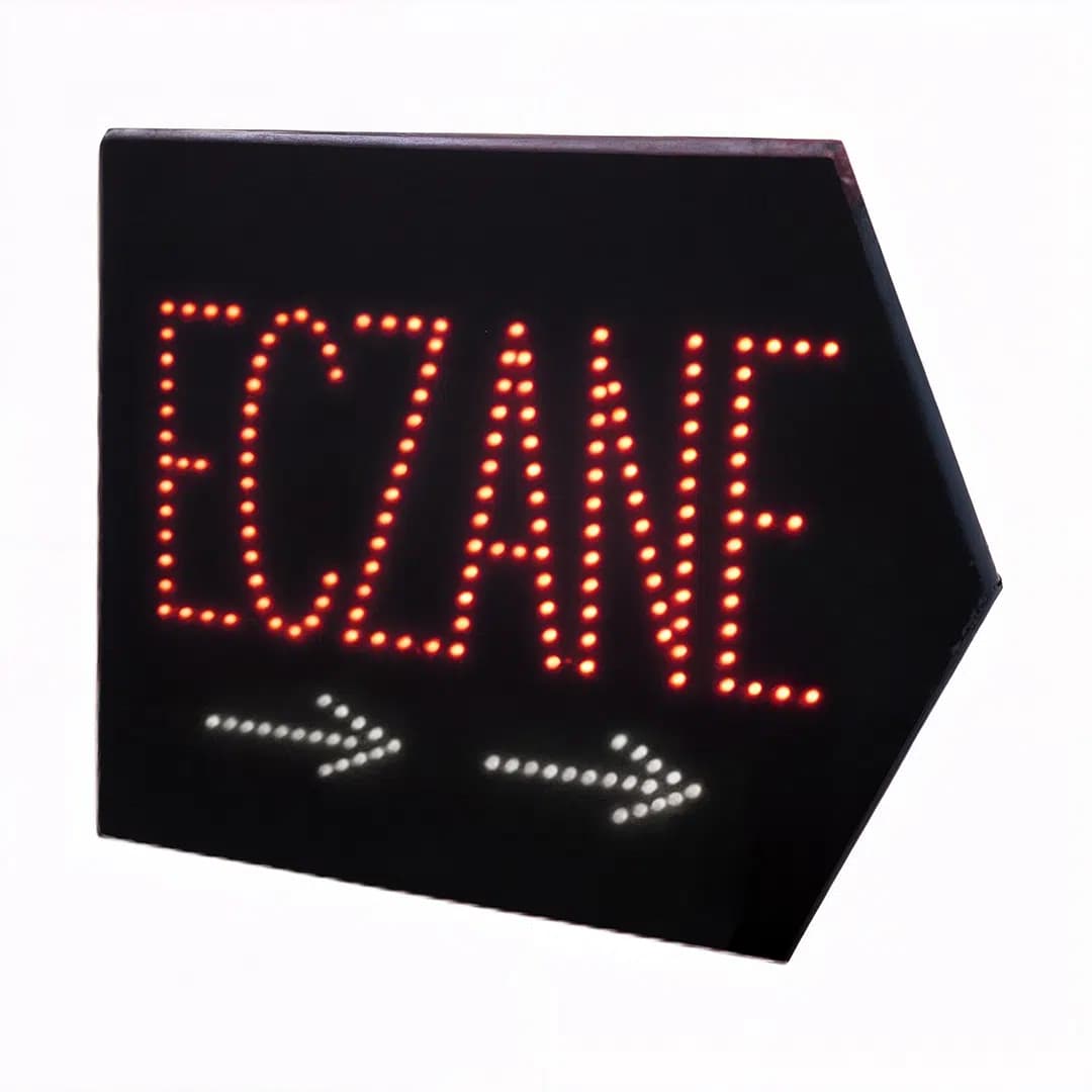 PowerMaster PM-28338 Eczane SMD LED Tabelası Sağ OK Yönlü Kırmızı-Beyaz Suya Dayanıklı 345x465mm - Seyyar Elektronik