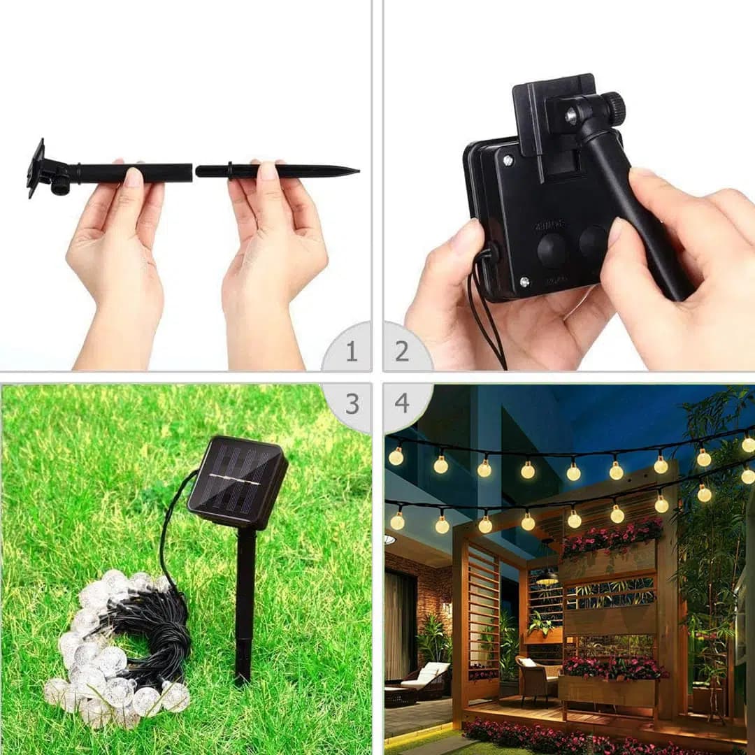 PowerMaster PM-29080 Solar Balon LED Dekoratif Bahçe Lambası 12M 100 Adet Çok Renkli Animasyonlu Dış Mekan LED Işık Zinciri - Seyyar Elektronik