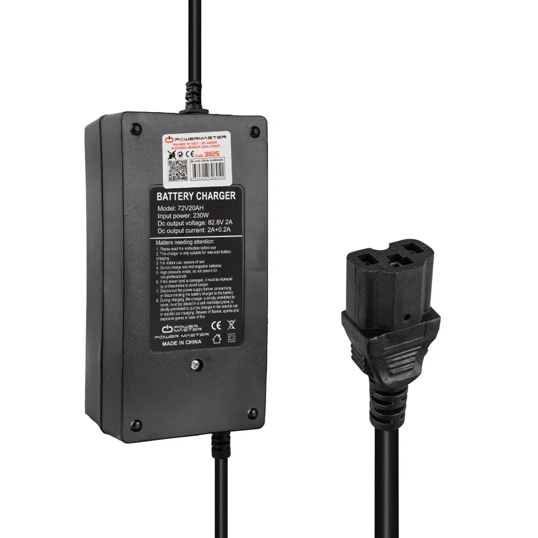 Powermaster PM-31125 72 Volt - 20 Amper C16 Uçlu Elektrikli Bisiklet Şarj Cihazı - Seyyar Elektronik