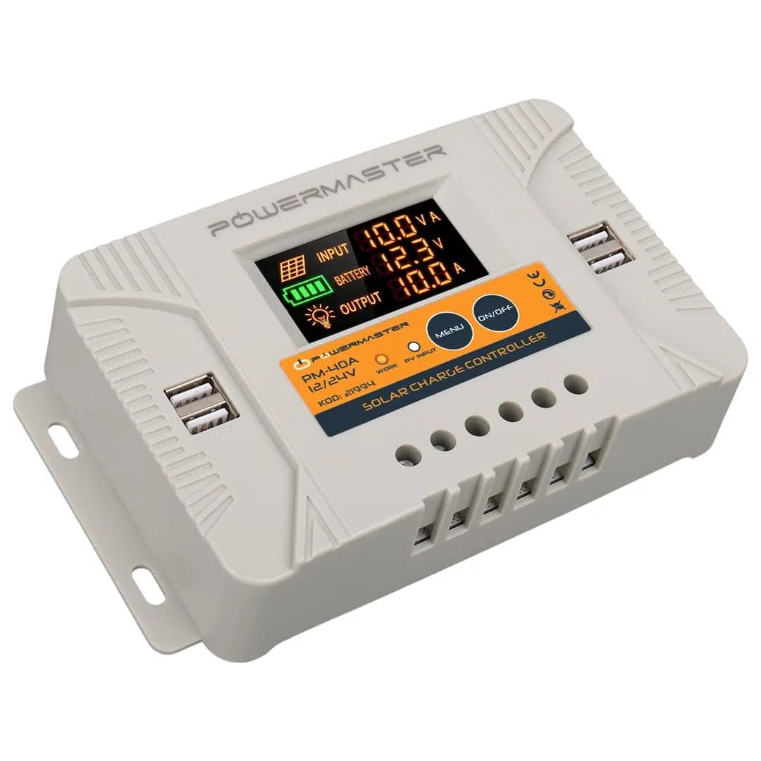 Powermaster PM-40A 12V-24V 40 Amper 4 USB Çıkışlı Dijital Ekranlı Solar Şarj Regülatörü - Seyyar Elektronik