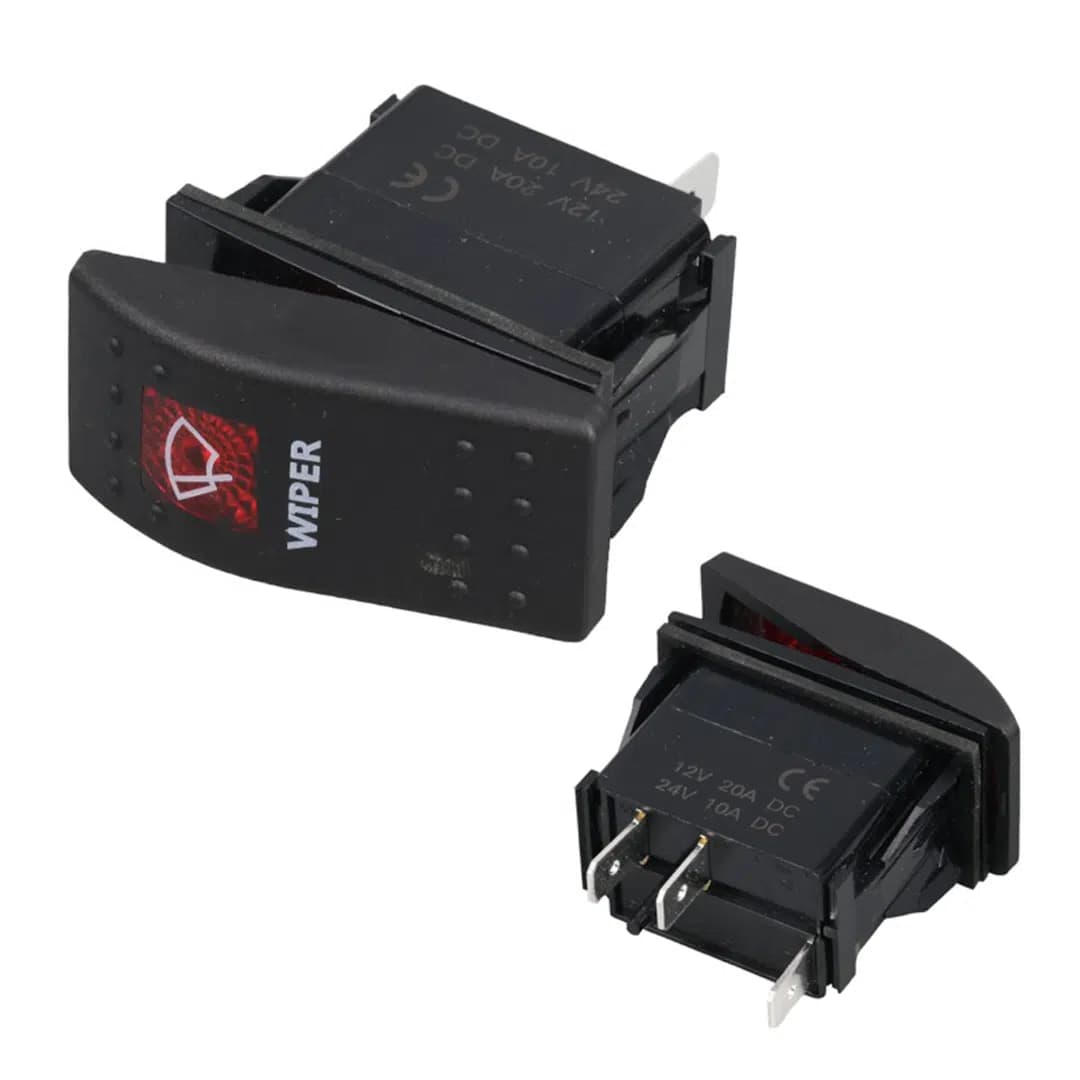 PowerMaster Silecek Sembollü Işıklı 3 Pinli On-Off 12-24V Marin Switch - Seyyar Elektronik