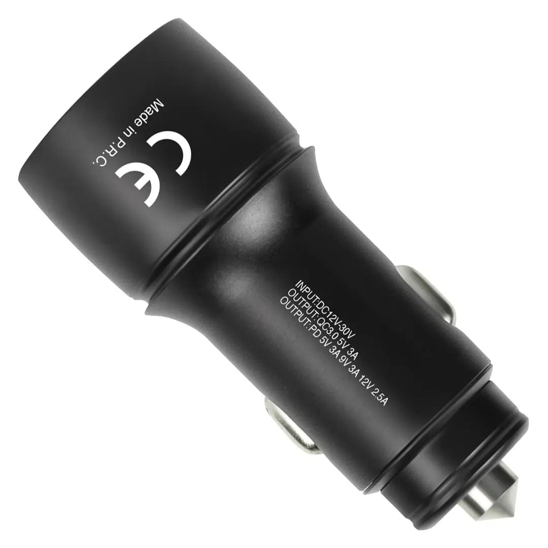 Powerway CC36 30W PD + QC 3.0 Çift Çıkışlı Metal Araç Çakmaklık Hızlı Şarj Kablolu Set - Seyyar Elektronik