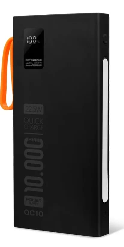 Powerway QC10-PD 10.000 mAh Dahili Kablolu ve Fenerli Hızlı Şarj Power Bank - Seyyar Elektronik