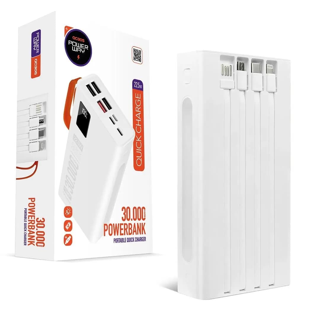 Powerway QC30S 30000Mah Dijital Göstergeli Powerbank - Seyyar Elektronik