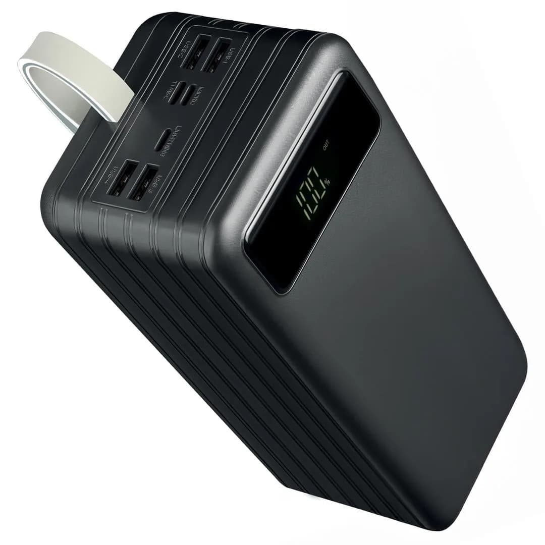 Powerway TX80 80.000mAh Kablolu Dijital Göstergeli Gerçek Fener Işıklı Kamp Siyah Powerbank - Seyyar Elektronik