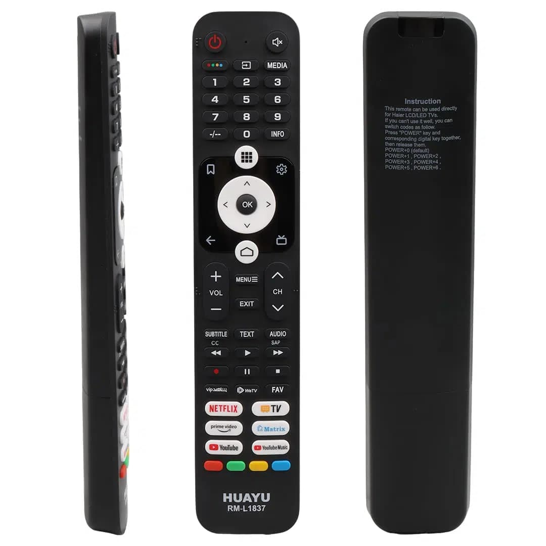 RM-L1837 Haier Netflix Youtube Prime Video Youtube Music Tuşlu LCD Led TV Kumanda - Seyyar Elektronik