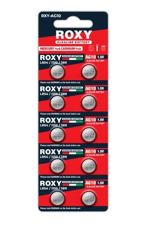 Roxy RXY-AG10 1.5 Volt LR54/1130/189/389 Alkalin Düğme Pil (10'LU Paket) - Seyyar Elektronik