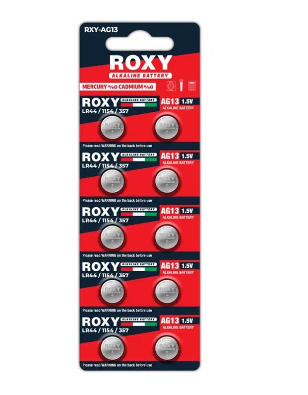 Roxy RXY-AG13 LR44/1154/357 1.5 Volt Alkaline Düğme Pil (10'LU Paket) - Seyyar Elektronik