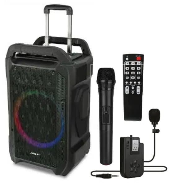 Shile SL-10 120 Watt Taşınabilir Seyyar Amfi Hoparlör Kablosuz 1 EL + 1 Yaka Mikrofonlu Kumandalı USB+SD+BT - Seyyar Elektronik