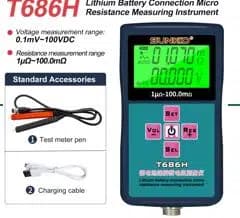 Sunkko T686H Hassas Pil İç Direnç ve Voltaj Test Cihazı (0-100V - 0-100 Ohm) - Seyyar Elektronik