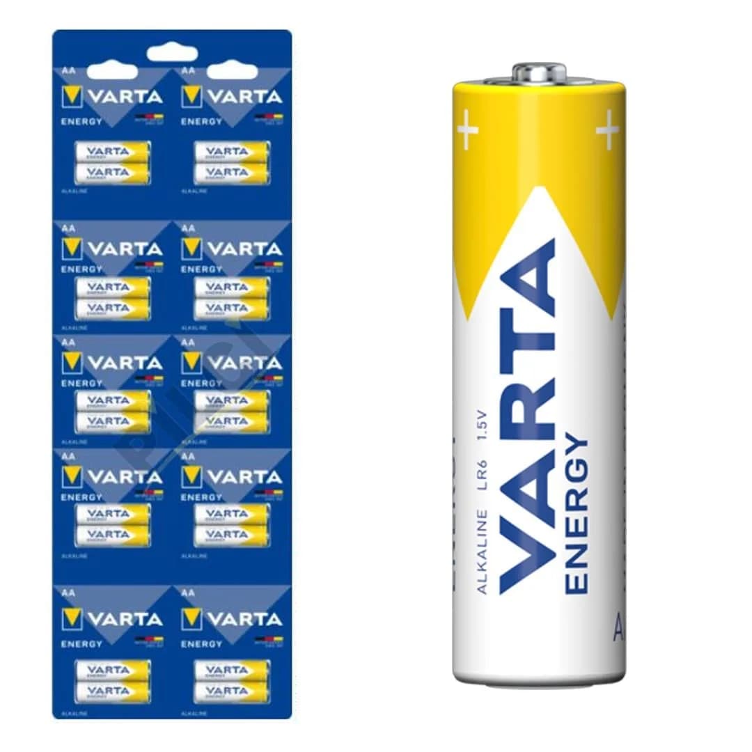 Varta 1.5 Volt Alkalin AA Kalem Pil 2'li Yırtmalı (20'li Kartela Paket) - Seyyar Elektronik