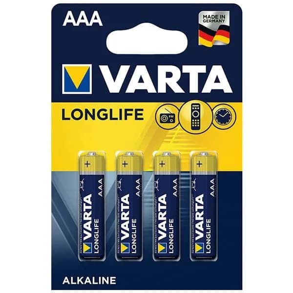 Varta Longlife Power Alkalin AAA Ince Kalem Pil 4'lü Paket - Seyyar Elektronik