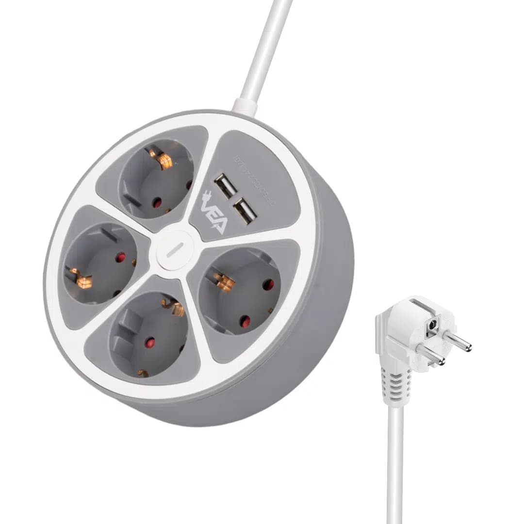Vea VE-G604YU 4'lü 2 USB’li Anahtarlı 1.5 Metre Grup Priz - Seyyar Elektronik