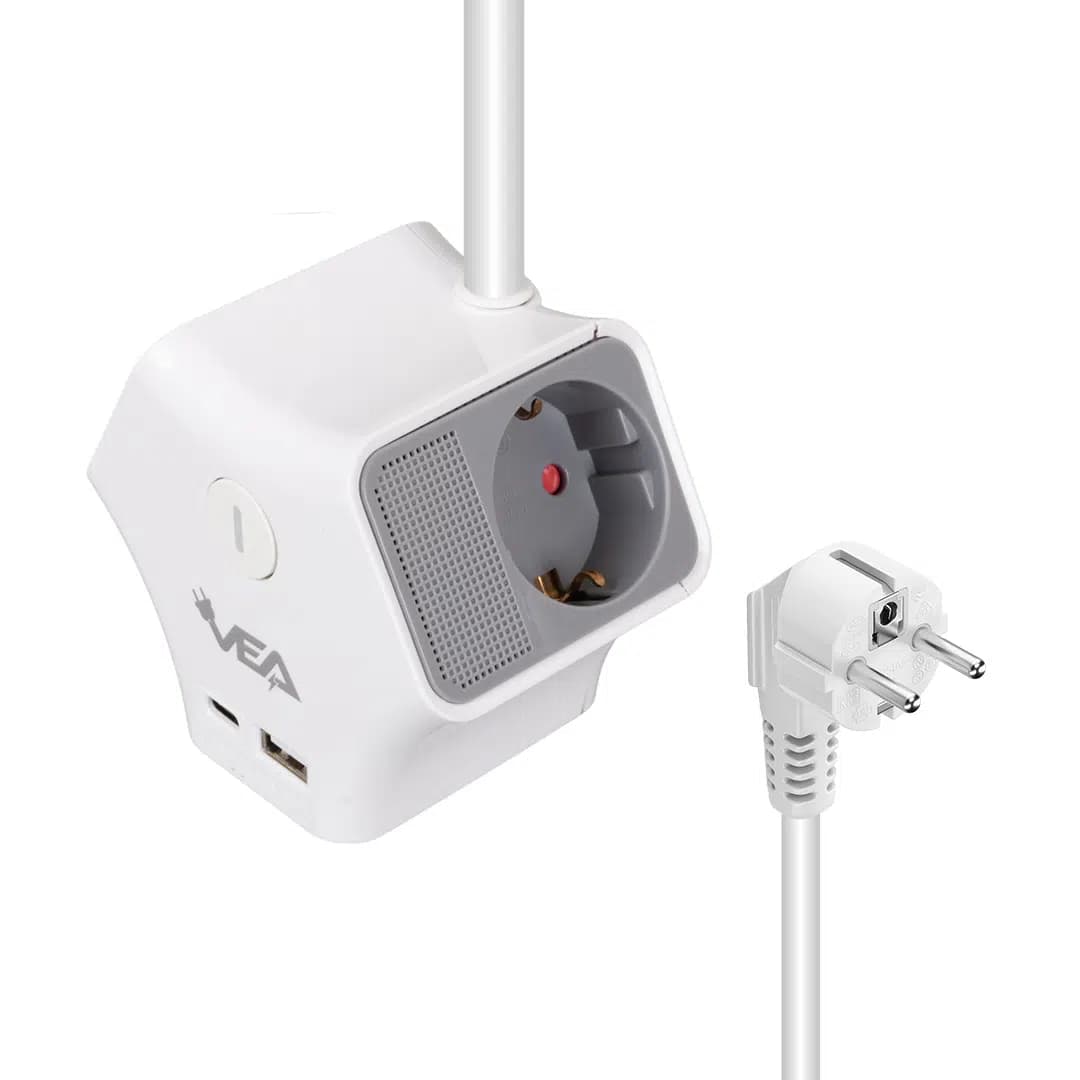 Vea VE-G903YC 3'lü USB+ Type-C Girişli Anahtarlı 1.5 Metre Grup Priz - Seyyar Elektronik