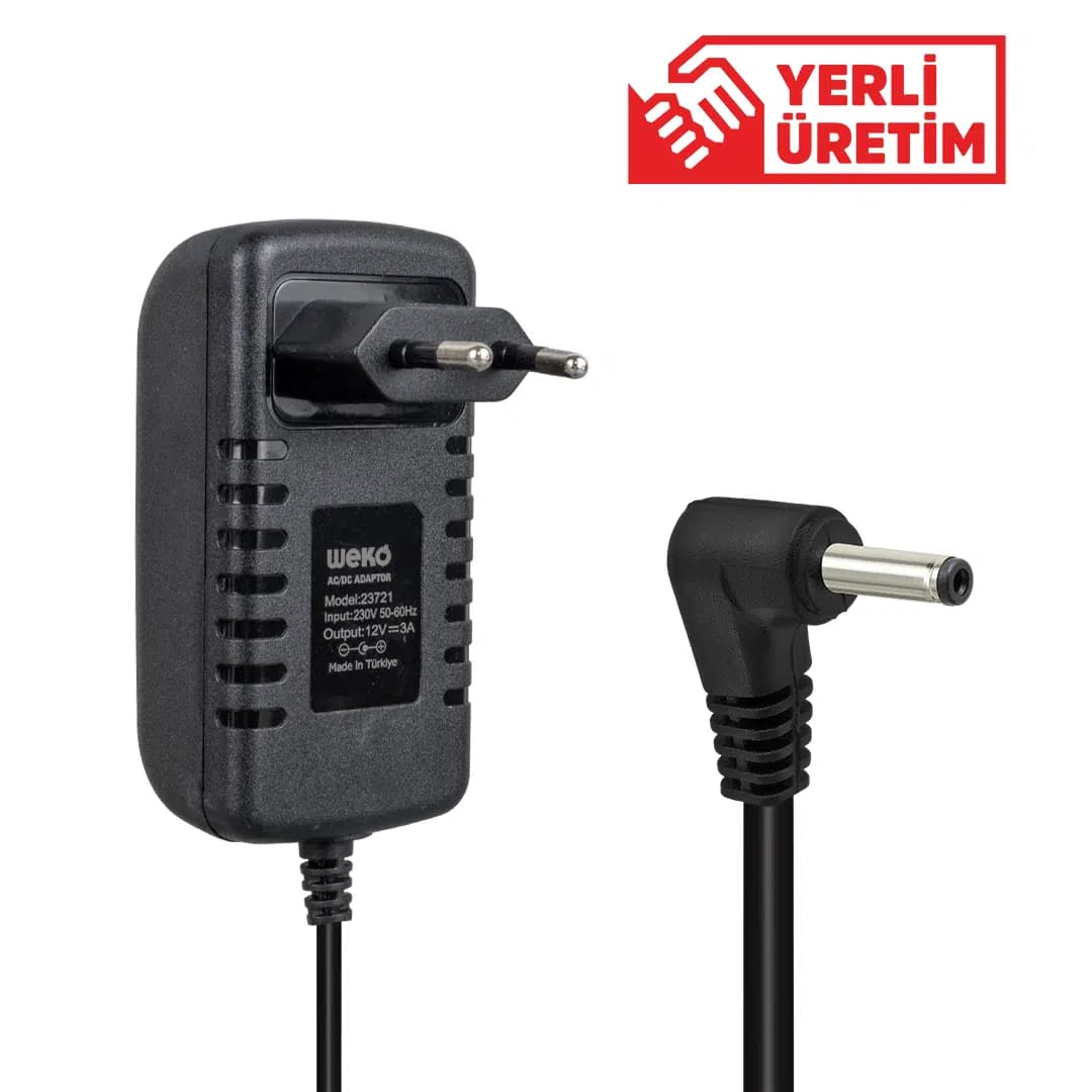 Weko 12 Volt - 3 Amper 3.5*1.35 Uçlu Yerli Üretim Yazar Kasa POS Adaptörü - Seyyar Elektronik
