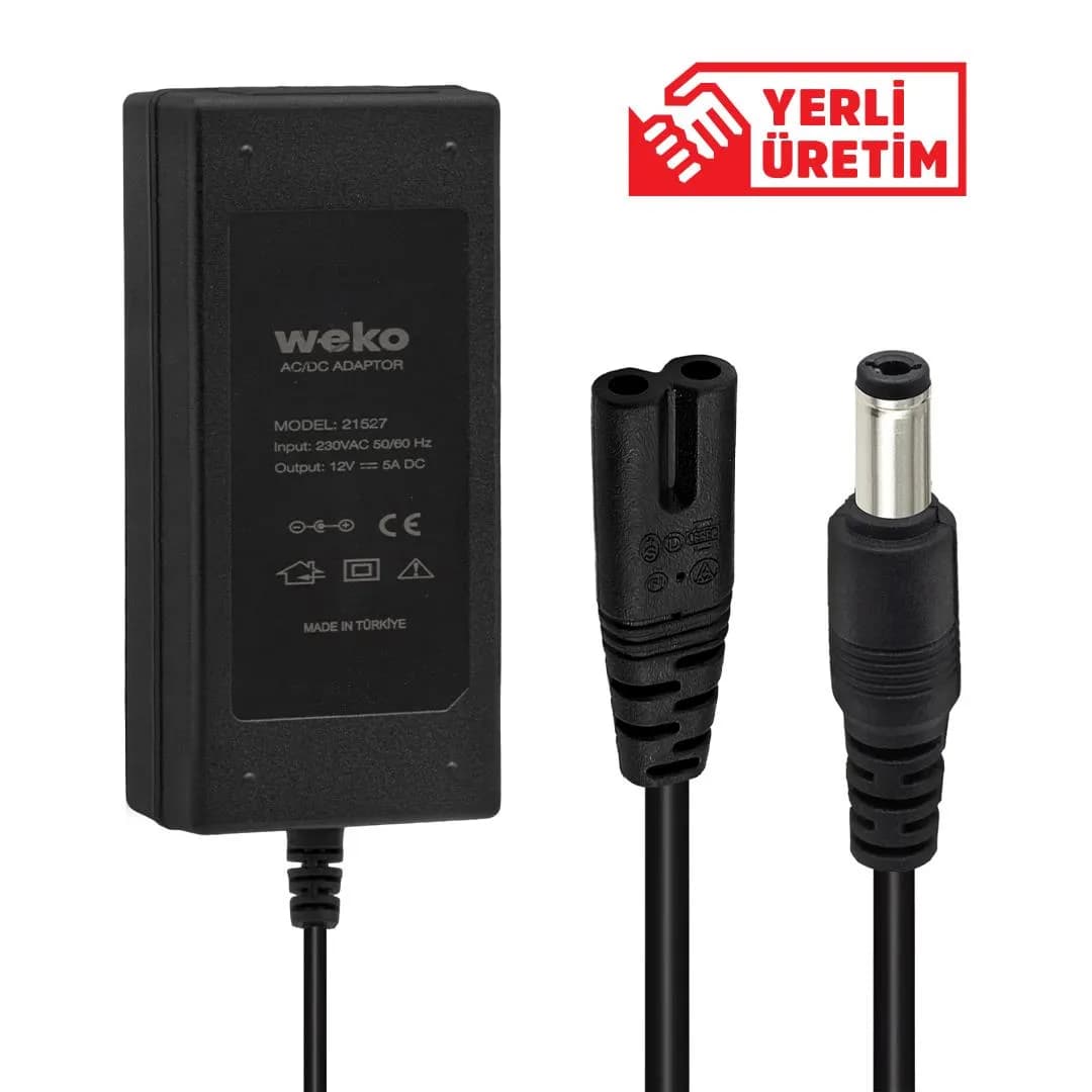 Weko 12 Volt - 5 Amper Plastik Kasa Masaüstü Adaptör 5.5*2.5 Uçlu - Seyyar Elektronik