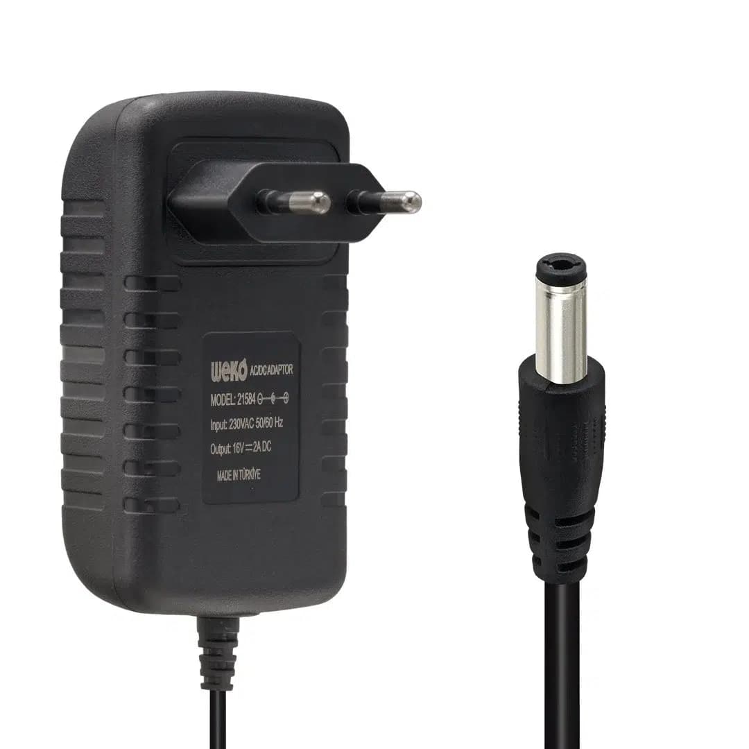Weko 16 Volt - 2 Amper 5.5*2.5 Uçlu Yerli Üretim Power Jacklı Santral Adaptörü - Seyyar Elektronik