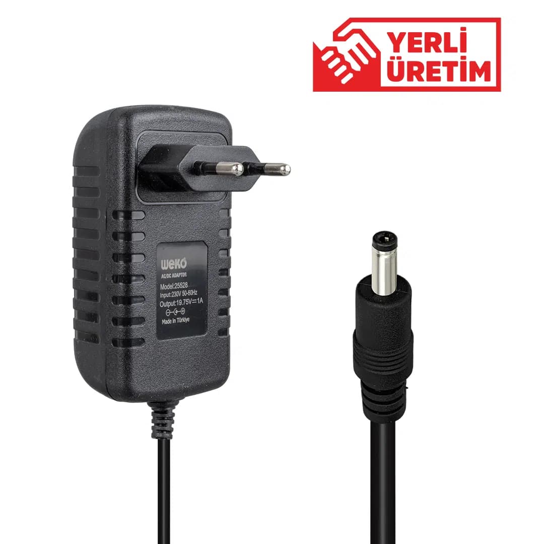 Weko 19.75 Volt - 1 Amper 4.0*1.35 Uçlu Yerli Üretim Plastik Kasa Laptop Adaptörü - Seyyar Elektronik
