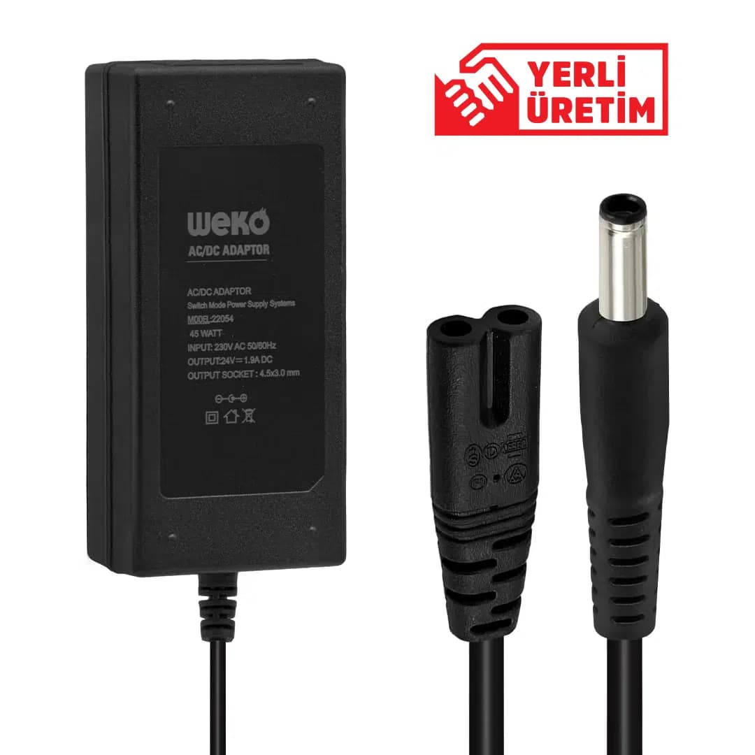 Weko 24 Volt 1.9 Amper 4.5x3.0 mm Uçlu Notebook Adaptör - Seyyar Elektronik