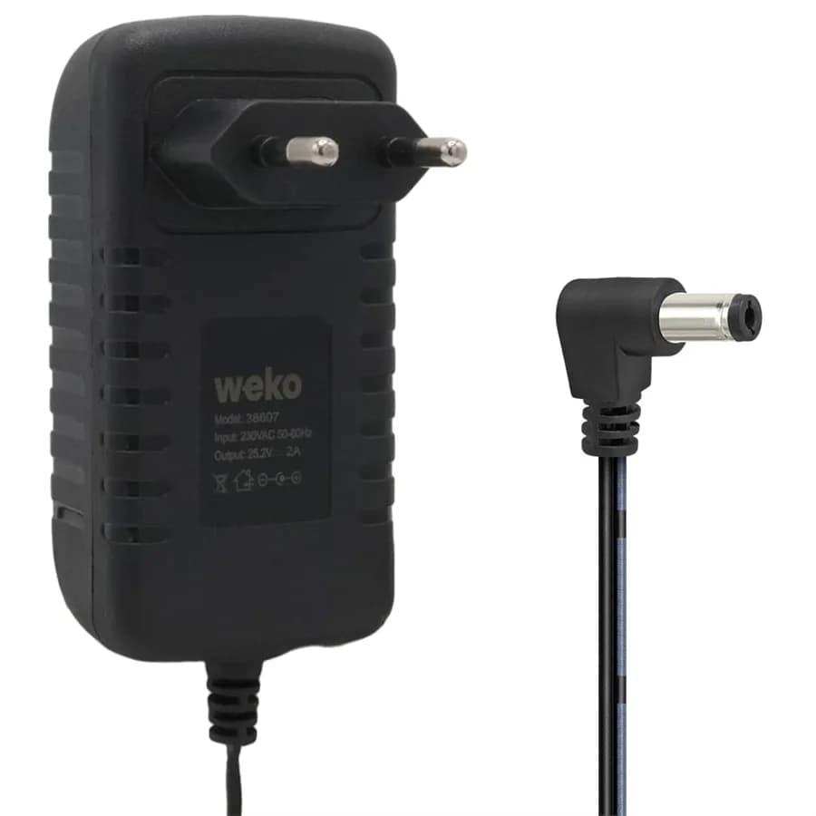 Weko 25.2 Volt - 2 Amper 5.5x2.5mm Uçlu Yerli Üretim Priz Tipi Adaptör 1.2 Metre Uzunluk - Seyyar Elektronik