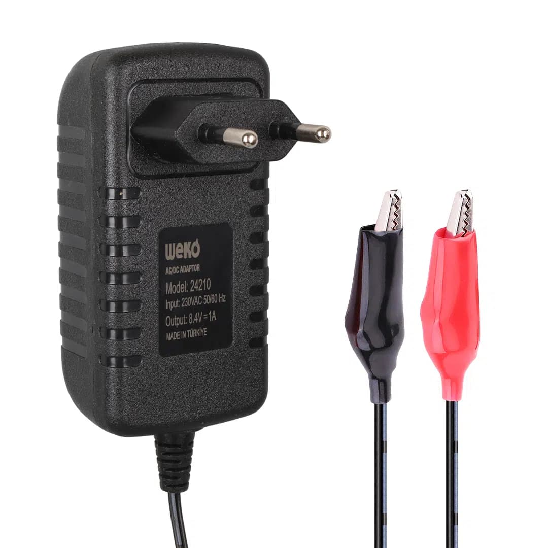 Weko 7.2 Volt - 1 Amper Krokodil Uçlu Priz Tipi Yerli Üretim Akü Şarj Adaptörü - Seyyar Elektronik