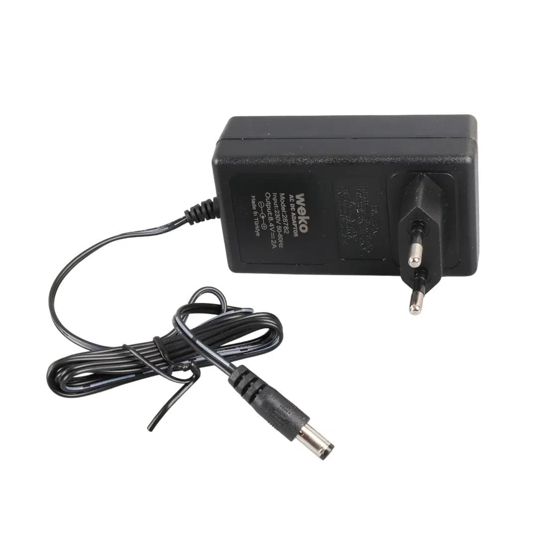Weko 8.4 Volt - 2 Amper 5.5x2.5mm Uçlu Priz Tip Kırmızı Yeşil Ledli Yerli Üretim Akü Şarj Adaptörü - Seyyar Elektronik