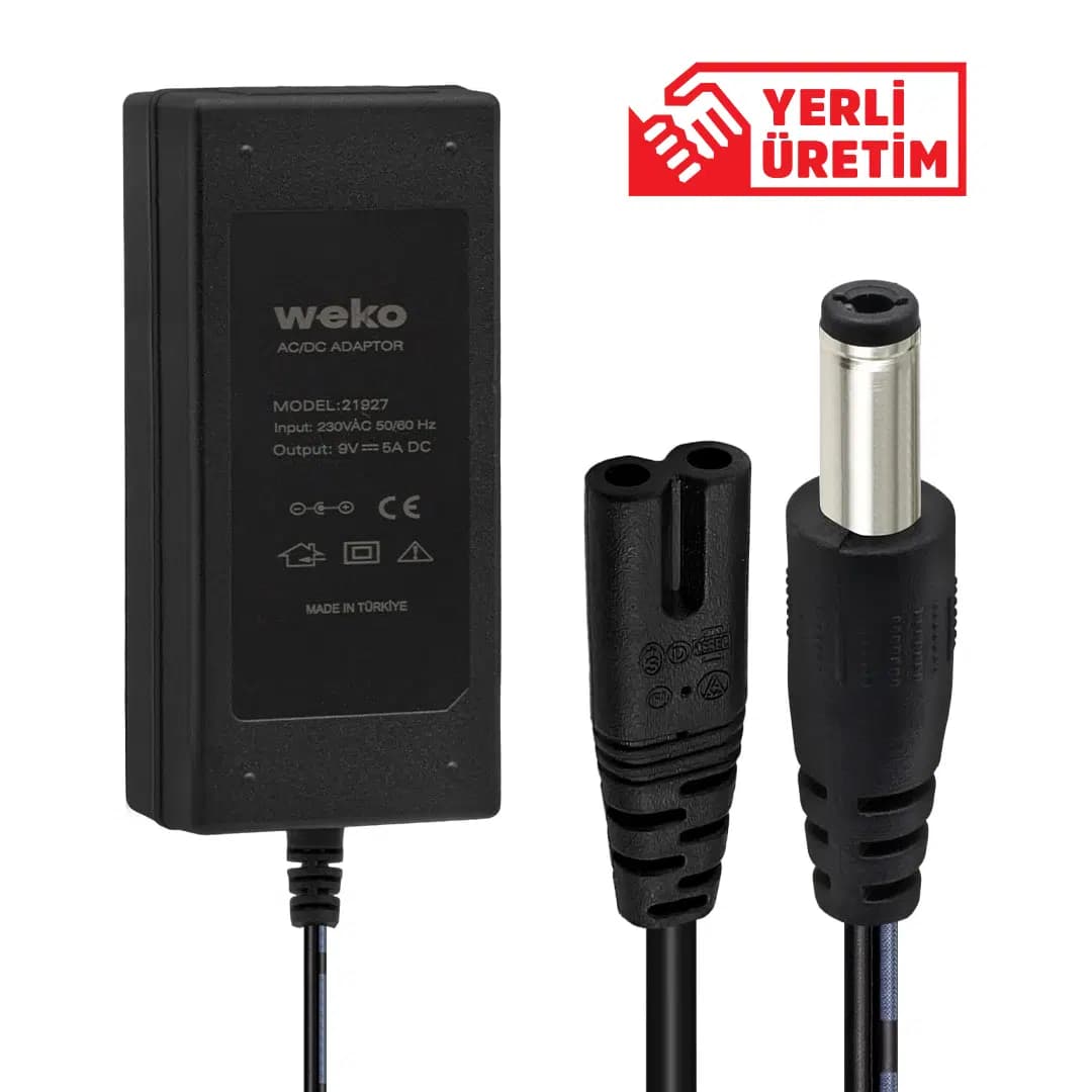 Weko 9 Volt - 5 Amper Masaüstü Adaptör 5.5*2.5 Mm Uçlu Yerli̇ Üreti̇m - Seyyar Elektronik