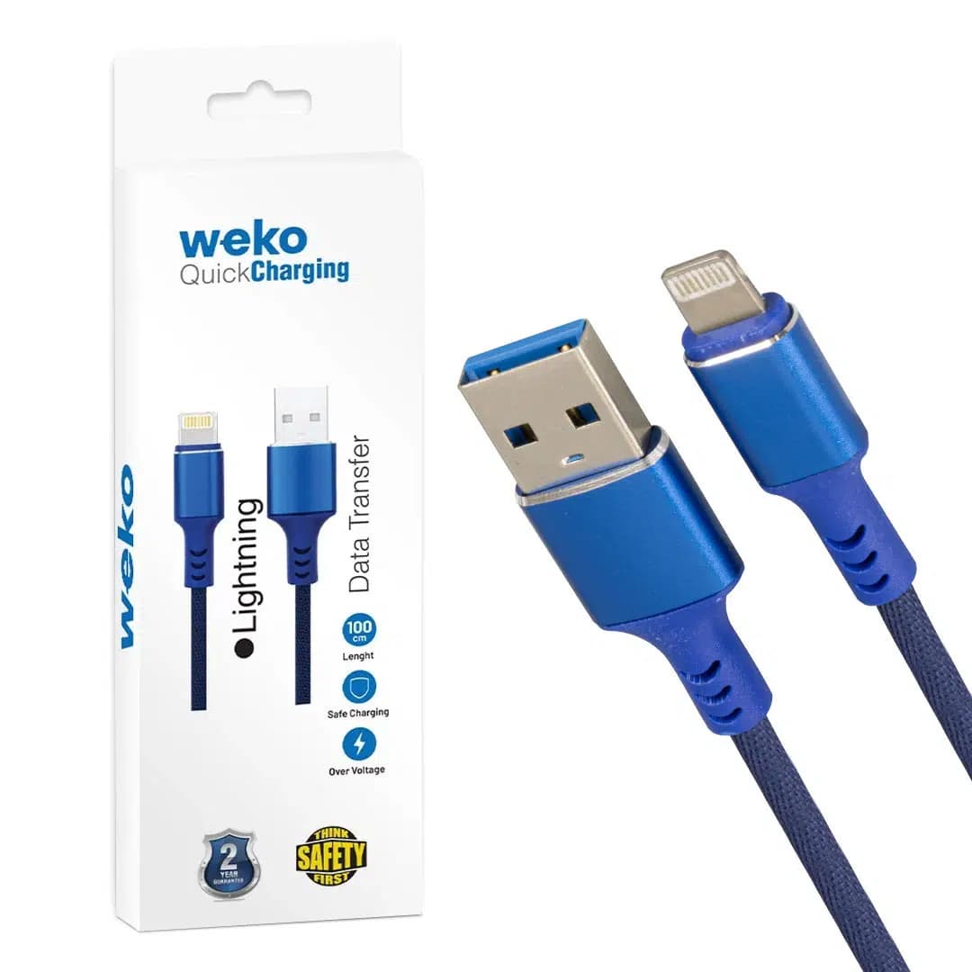Weko WK-22025 USB To Lightning Örgülü Siyah Telefon Şarj Kablosu - Seyyar Elektronik
