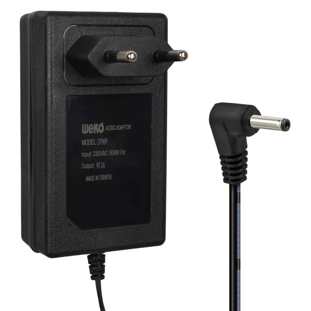 Weko WK-37909 9 Volt - 3 Amper 3.5*1.35 Mm Uçlu Yerli Üretim Priz Tipi Adaptör - Seyyar Elektronik