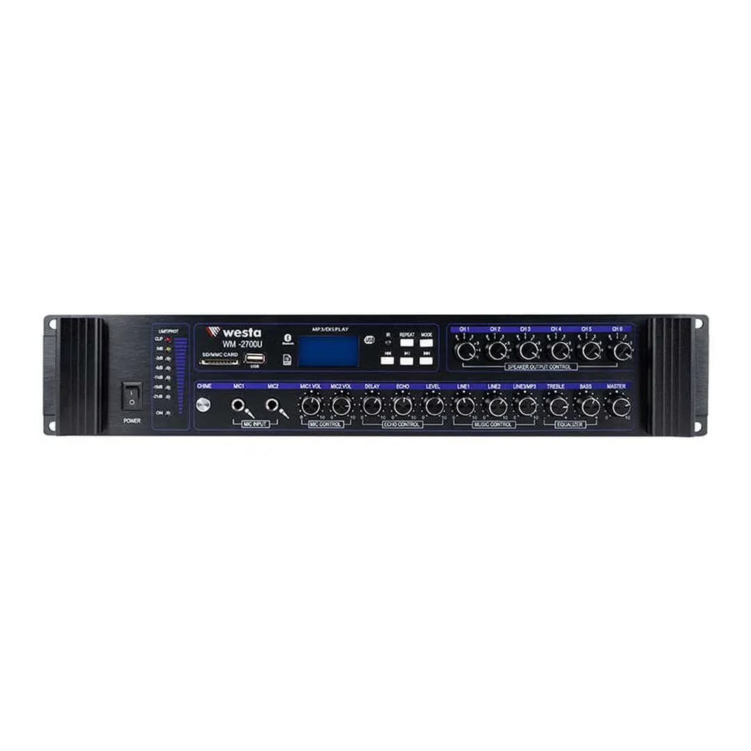 Westa WM-2700U 700W USB/BT/SD 6 Bölgeli Hat Trafolu Mikser Amfi - Anfi - Seyyar Elektronik