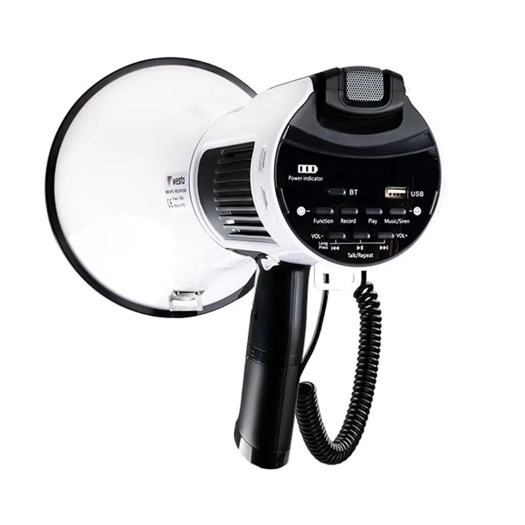 Westa WM-90PU Type-C 100 Watt Mayk Mikrofonlu USB-TF-Bluetooth Megafon - Seyyar Elektronik