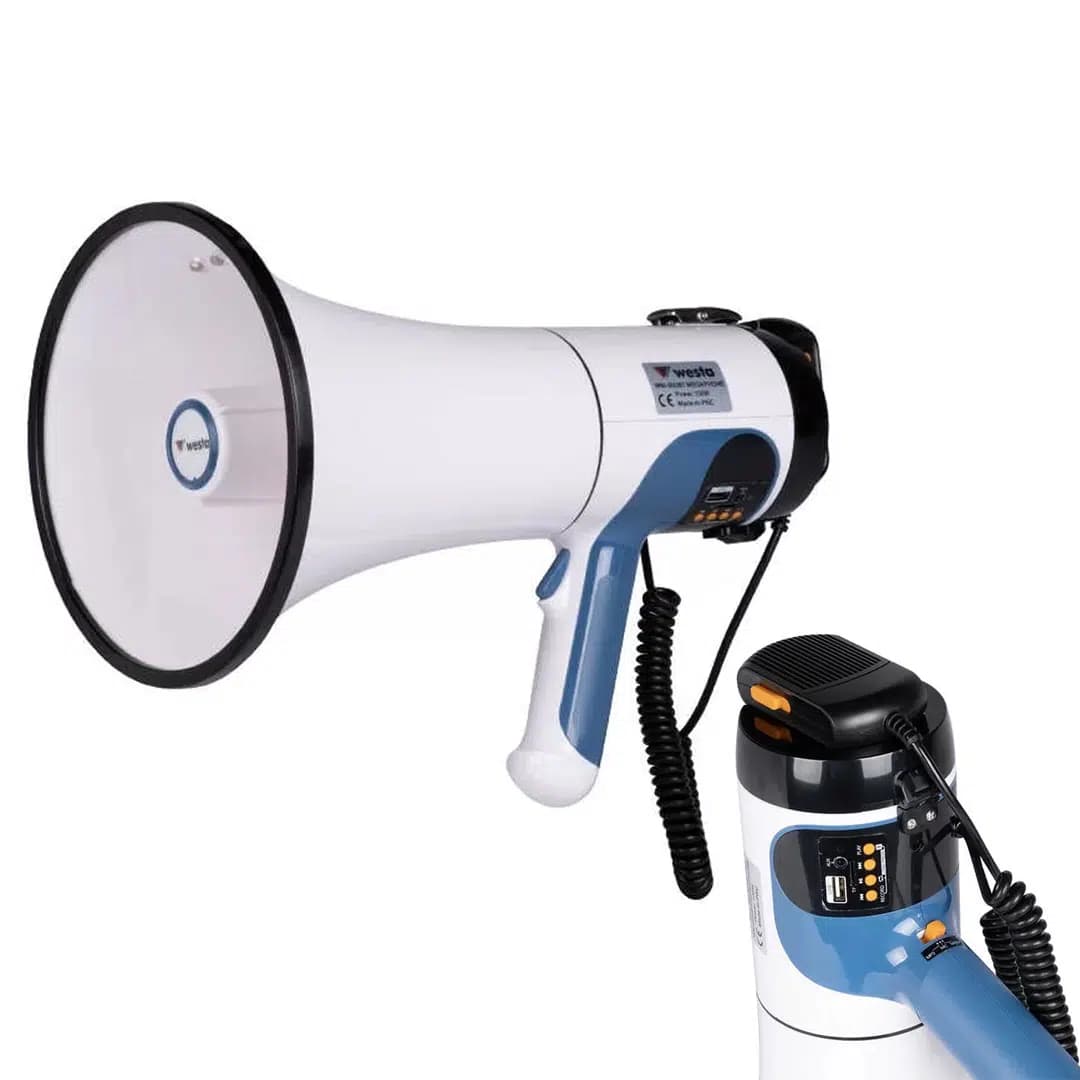 Westa WM-90UBT USB-SD-AUX-MP3-Bluetooth Şarjlı Mikrofonlu 100 Watt Megafon - Seyyar Elektronik