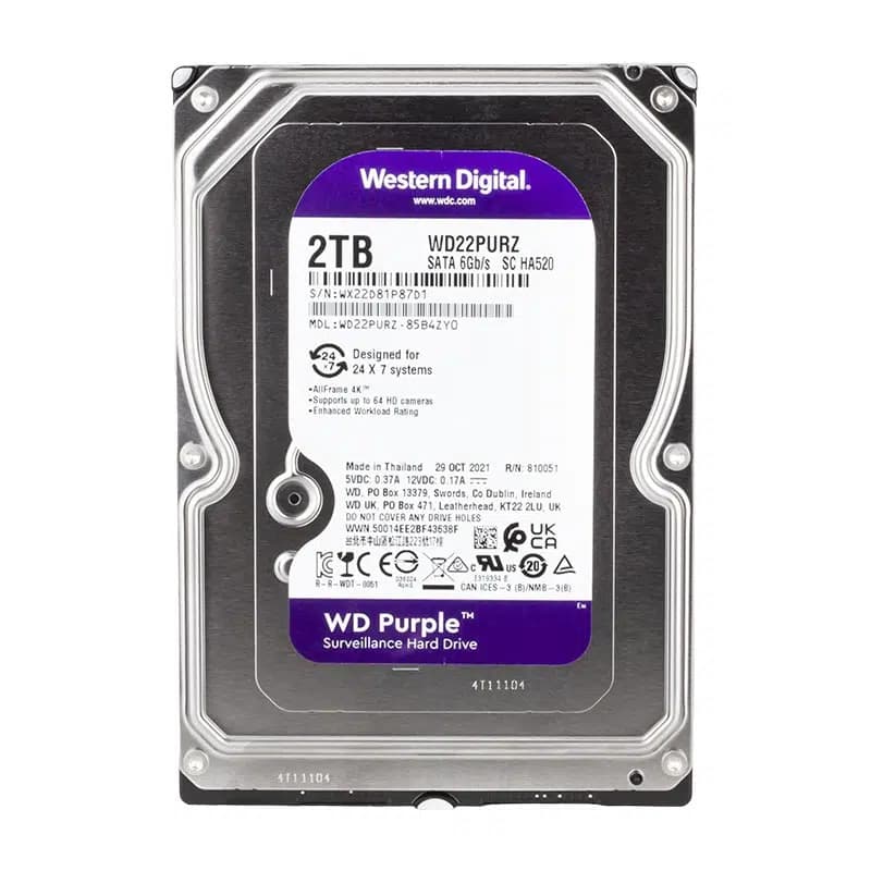 Western Digital Purple WD22PURZ 2 TB Sata 6GB/S 7-24 Güvenlik Harddisk - Seyyar Elektronik