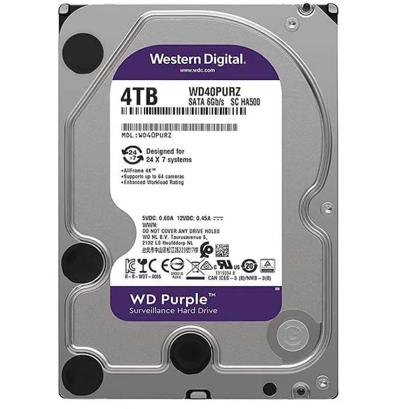 Western Digital Purple WD40PURZ 4 Tb Sata 6GB/S 7/24 Güvenlik Harddisk - Seyyar Elektronik