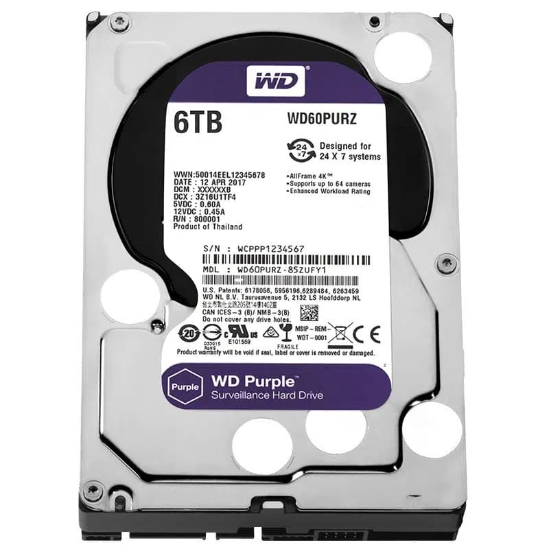Western Digital WD60PURZ 6 TB Sata6 64Mb 7-24 Purple Harddisk - Seyyar Elektronik