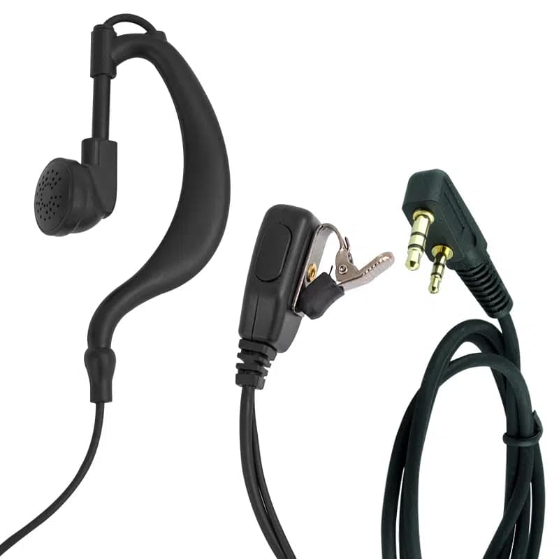 Wln PMR-446 C Tipi Kulak Üstü EL Telsizi PTT Mikrofonlu Kulaklığı 2 Jacklı Aselsan A446 Spiral Arkalıklı 120Cm - Seyyar Elektronik